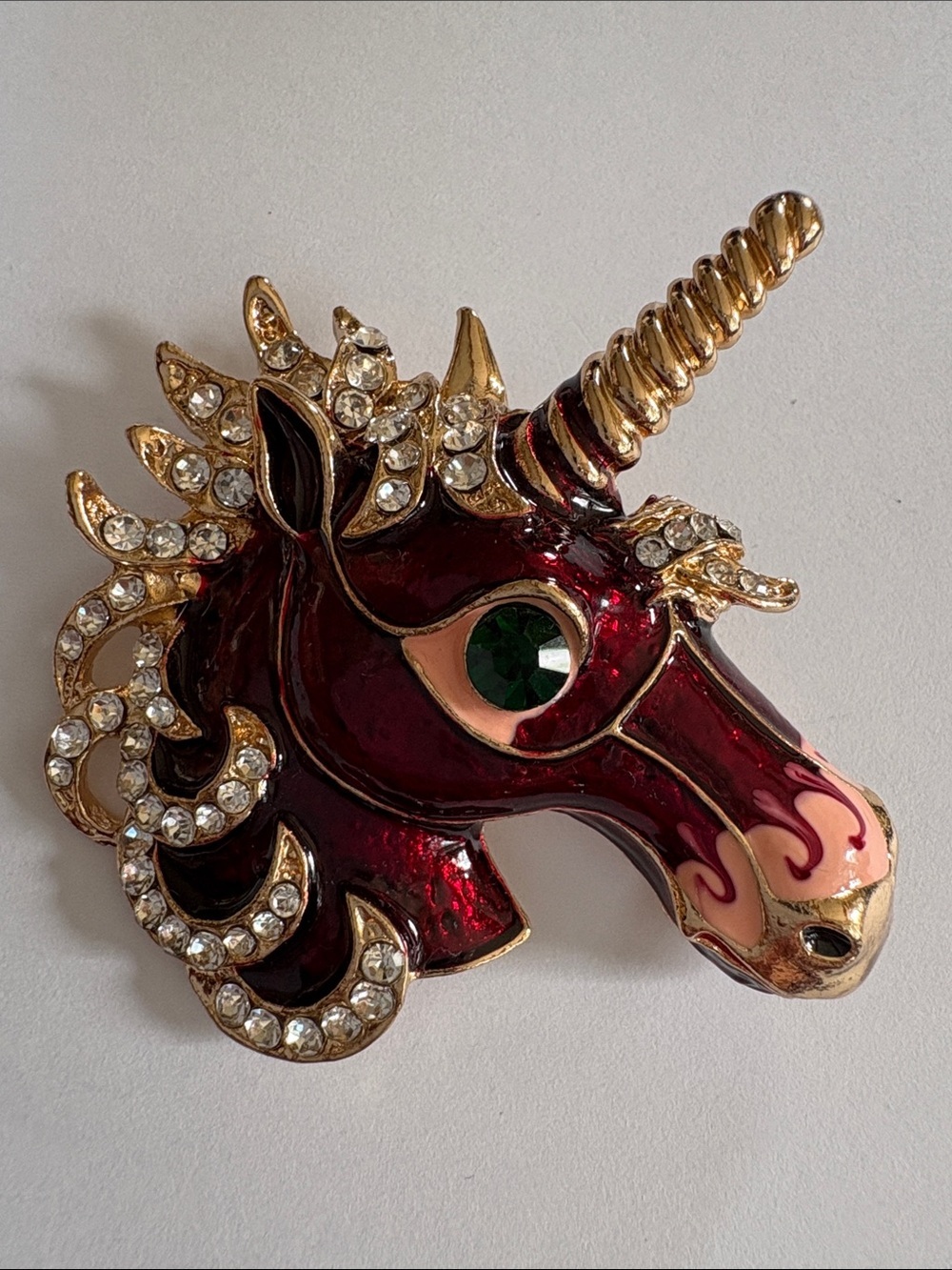 Rhinestone Enamel Unicorn Brooch/Pendant